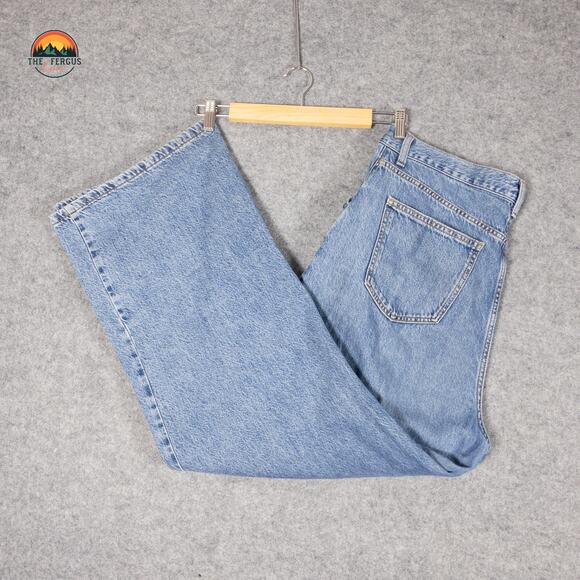 Cotton-On Wide Leg Jeans Blue Denim Adjustable Medium Wash Preppy Women's Sz 32 - Picture 1 of 12